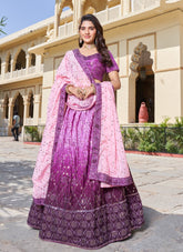 Rubbed Mukesh Cin Allover Lehenga in Pyazi